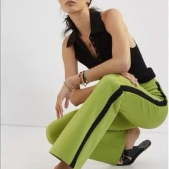 Maeve Anthropologie Ponte Flare Pants Green Track Style Women’s Small - Picture 2 of 7